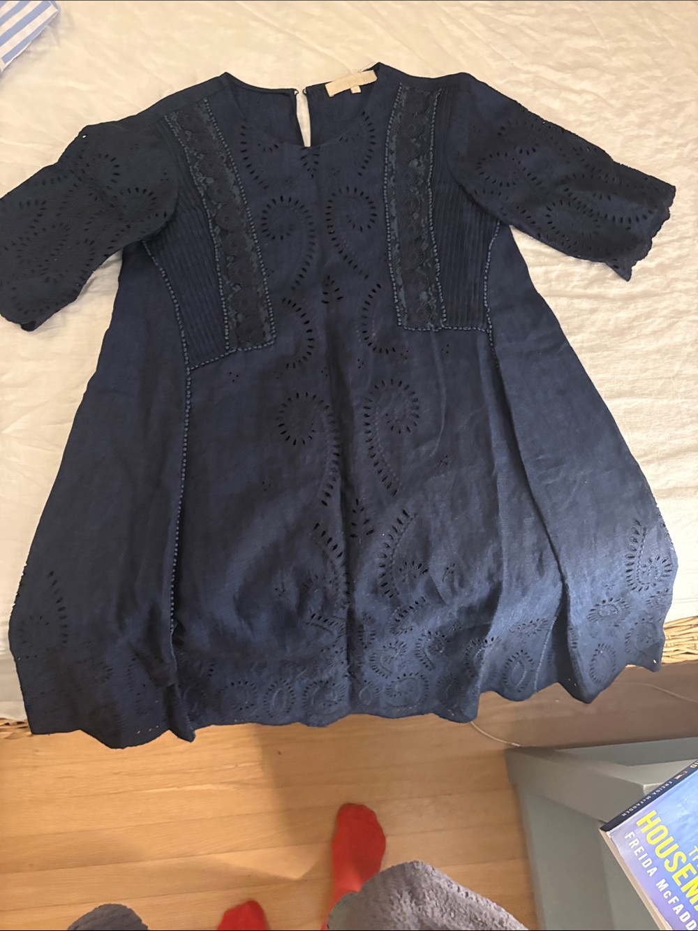 Vanessa Bruno Navy Eyelet Linen dress